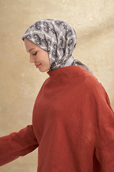 ARMANDA Floş Viscos Gaia Pattern Scarf - Silver