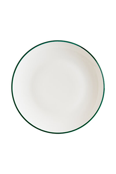 Bonna Linea Green Gourmet 21 cm 12 Adet Porselen Yeşil Kenar Çizgili Düz Tabak