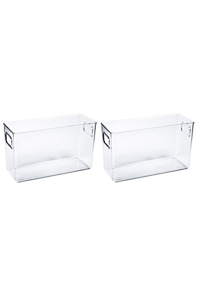 NO BRAND Set organizator frigider, Cu manere, 24x8x15 cm, Transparent, 2 bucati
