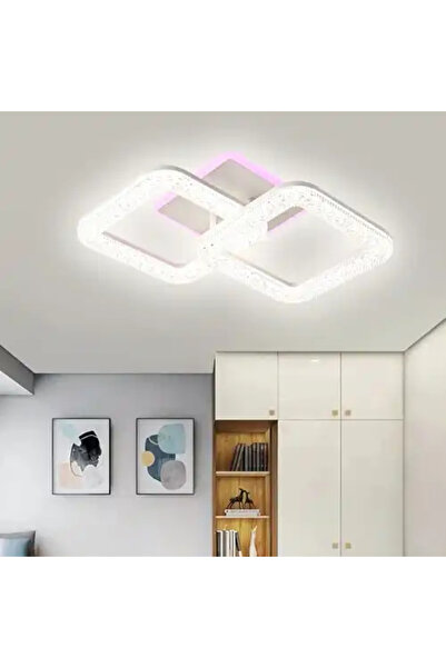 LED CONCEPT Lustra LED cu 3 tipuri de lumina + RGB si telecomanda, alba, patr...