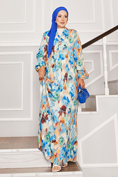 EBRUTESETTÜR Half Button Floral Print Modal Dress