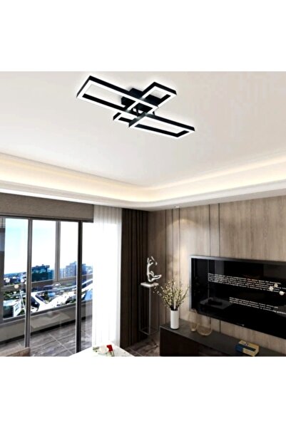 LED CONCEPT Lustra LED cu 3 tipuri de lumina si telecomanda, neagra, patrata,...
