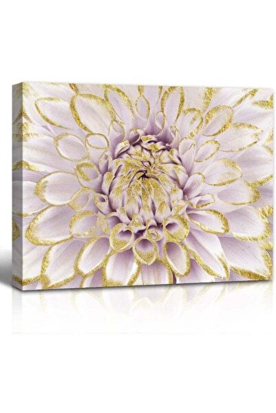 Emoda home Trove C8BUSIS لوحة فنية جدارية لزهرة الداليا وديكور حمام، ملصقات تصويرية لزهرة الداليا باللونين الذهبي والأرجواني والأبيض