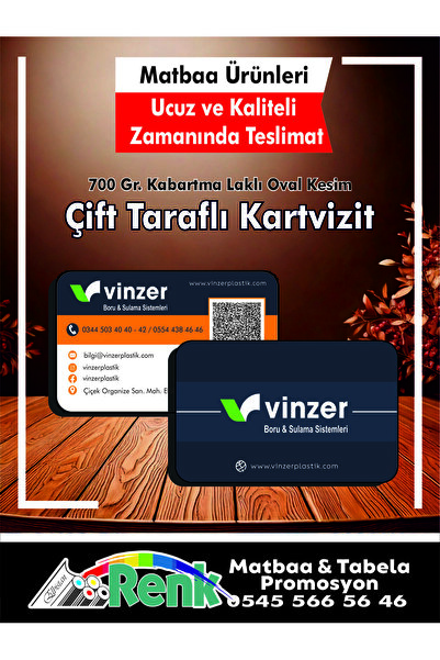 RENK MATBAA PROMOSYON Kişiye Özel Kartvizit Tasarımı ve Baskısı – 1000 Adet –...