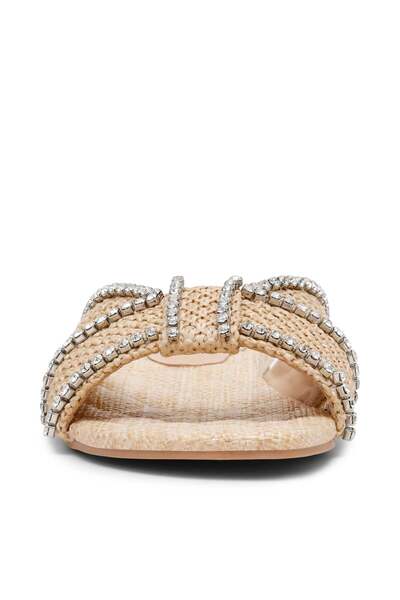 Steve Madden Womens Mirah Natural Raffia Flat Sandals