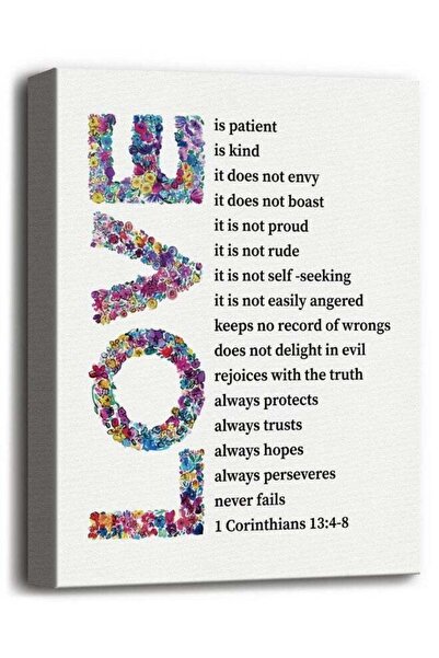 Emoda home Trove لوحة فنية جدارية من القماش، الحب صبور، الحب لطيف، رسالة كورن...