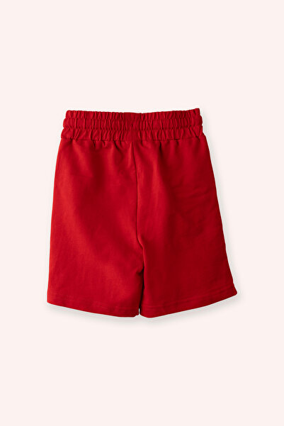 Panço Erkek Çocuk Yazı Detaylı Kırmızı Şort