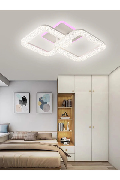 LED CONCEPT LED chandelier with 3 types of light + RGB and remote control, 47W, dimmable, white