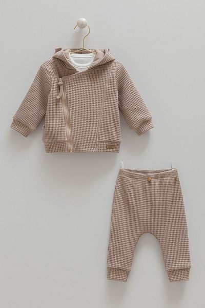 Caramell 03-18 Month Size Range Teddy Triple Set - Brown