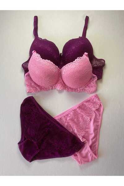 FNC design Women's Padded Supported Underwire (Wired) Lace Bra Set