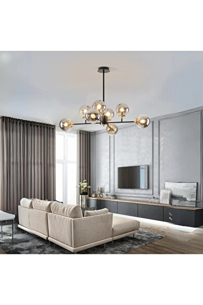 LED CONCEPT Lustra cu 8 socluri, 8xE27, neagra