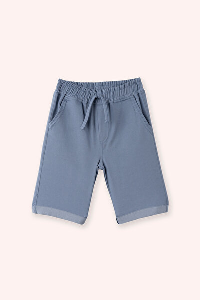 Panço Erkek Çocuk Beli Lastikli Mavi Şort