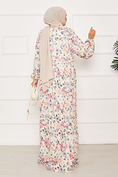 EBRUTESETTÜR فستان بنقشة زهور مفصلة بنصف زر