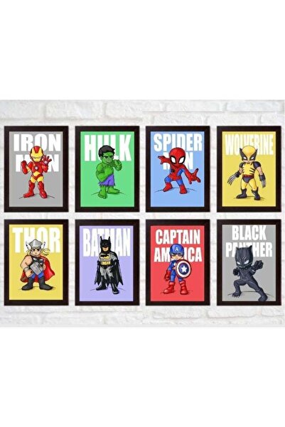 Emoda home Trove مجموعة من 8 لوحات فنية لجدار الأبطال الخارقين لغرفة الأطفال