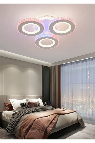 LED CONCEPT Lustra LED cu 3 tipuri de lumina + RGB si telecomanda, 76W, dimabila, alba