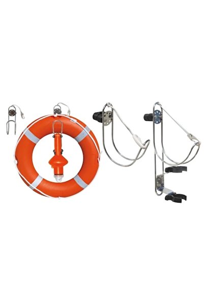 GFN Suport pentru colac de salvare din oțel inoxidabil cu suport pentru lumin...