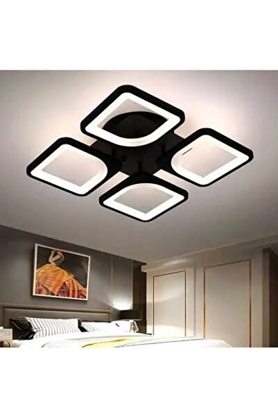 LED CONCEPT Lustra LED cu 3 tipuri de lumina si telecomanda, neagra, patrata,...