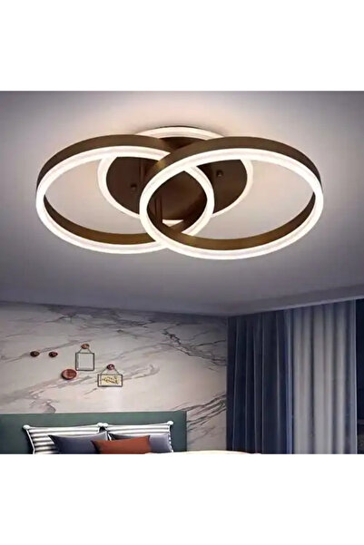 LED CONCEPT Lustra LED cu 3 tipuri de lumina si telecomanda, maro, rotunda, 9...