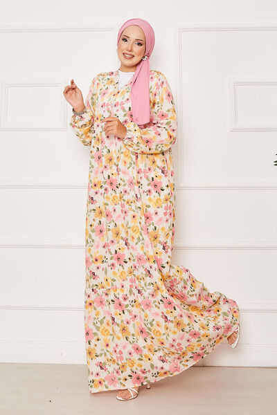 EBRUTESETTÜR Half Button Detailed Floral Patterned Dress