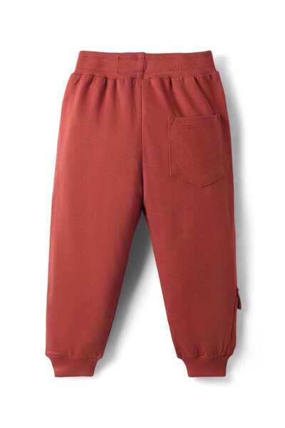 Babyhug Cotton Terry Knit Full Length Lounge Pants with Badge & NYC Print - Dark Red