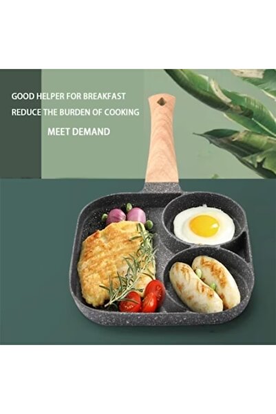 FOXMAG24 Frying Pan with 2 Egg Molds & Mini Grill, Non-Stick, Cool Handle, All Heat Sources, Gray