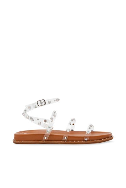 Steve Madden Womens Stormie Clear Flat Sandals