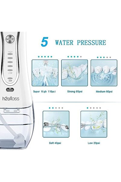 h2ofloss Professional Cordless Water Flosser for Teeth Cleaning, IPX7 Waterproof