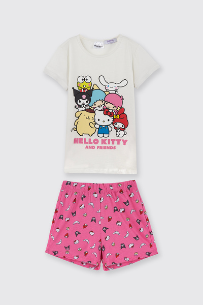 Panço Kız Çocuk Hello Kitty Fuşya Pijama Takımı