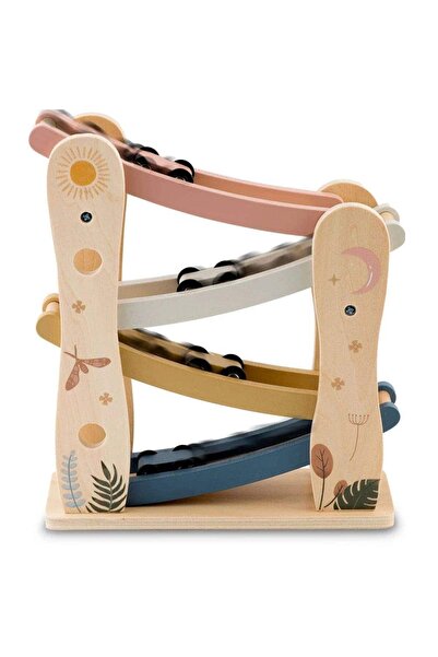 NUKIDO Circuit cu masini din lemn si rampa etajata, stimuleaza imaginatia si ...