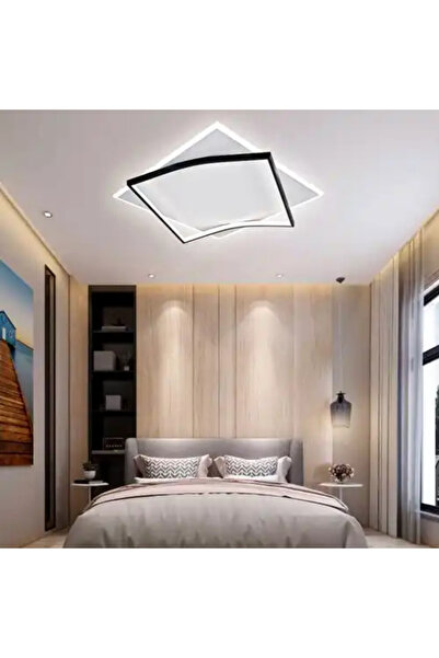 LED CONCEPT LED chandelier with 3 types of light and remote control, black, square, 108W, dimmable, 40x40x8cm