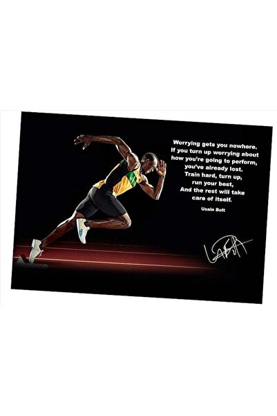 Emoda home Trove ملصق يوسين بولت الملهم/التحفيزي "القلق لا يوصلك إلى أي مكان"