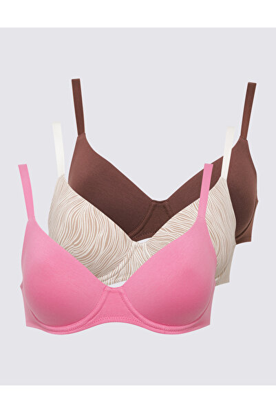 Marks & Spencer 3'lü Destekli Pamuklu T-Shirt Sütyeni Seti