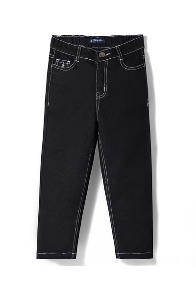 Pine kids بنطال جينز سادة بطول كامل من الدنيم - أسود