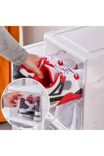 Promagg 6-Layer Foldable Shoe Organizer Made of Clear Plastic