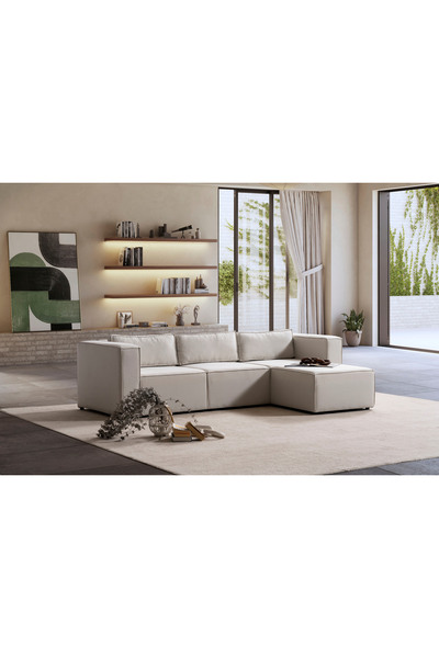 S Home Design Concept Boho Mini Modüler Köşe Koltuk Sırt Minderli, Keten Kırı...