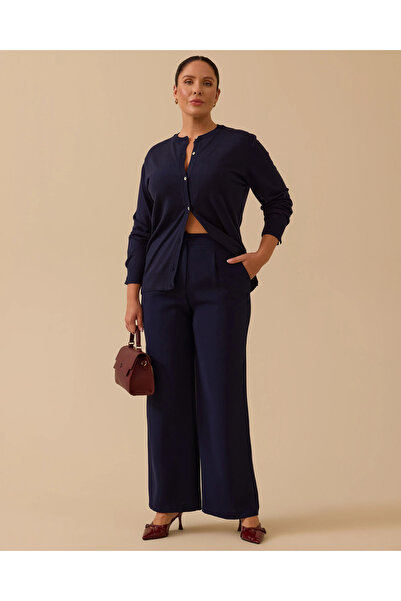 SEÇİL Elena Elastic Waist Single Pleat Wide Leg Trousers