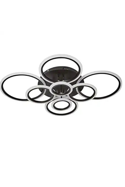 LED CONCEPT Lustra LED cu 3 tipuri de lumina si telecomanda, neagra, rotunda,...