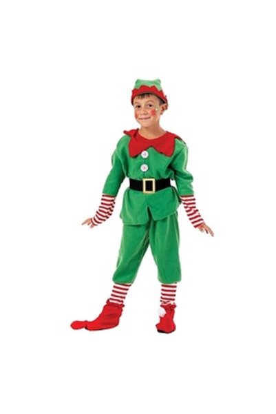 Jumbo Costum de elf de Crăciun pentru copii, pălărie, cizme, vârste 4-7, 150 cm