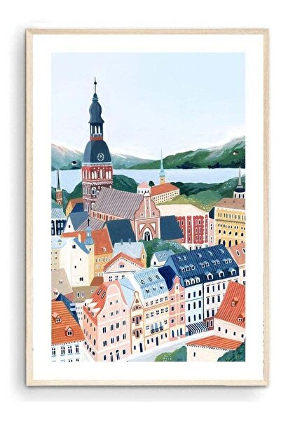 Emoda home Trove طباعة فنية من نيشنكوغ ريغا، لوحة جدارية من لاتفيا، ملصق ريغا، هدية سفر، ملصق سفر، ديكور منزلي، أوروبي