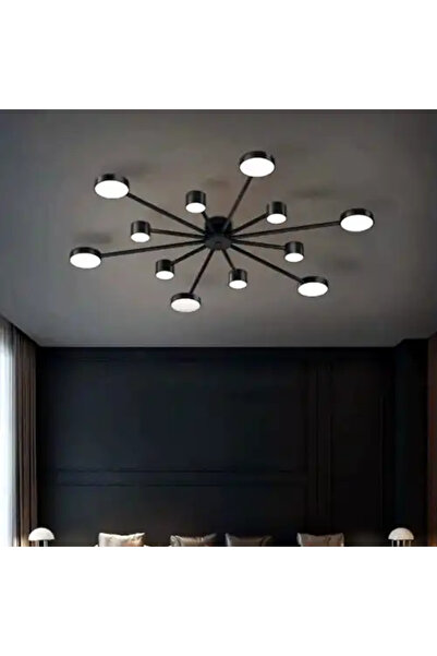 LED CONCEPT Lustra LED cu 3 tipuri de lumina si telecomanda, negra, rotunda, ...