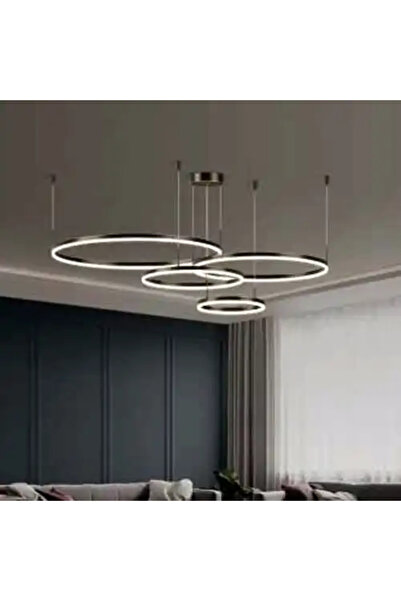 LED CONCEPT LED chandelier with 3 types of light and remote control, black, round, 204W, dimmable, 60x60x100cm