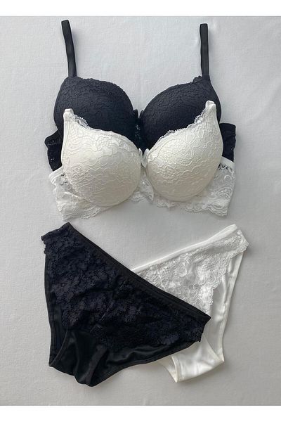 FNC design Women's Padded Supported Underwire (Wired) Lace Bra Set