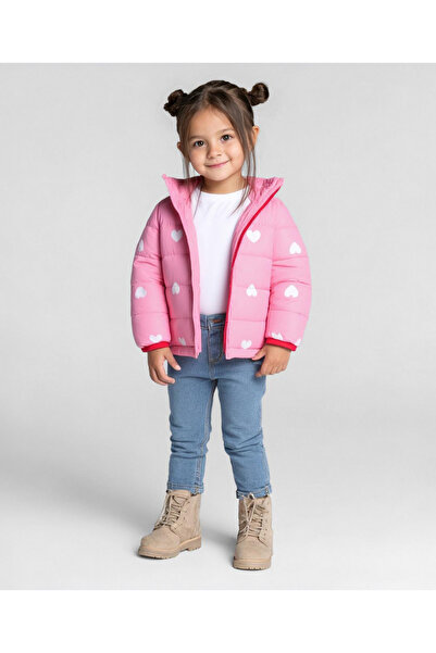 Bonfino Girls Full Sleeve High Neck Collar Puffer Quilted Jackets With All Ov...