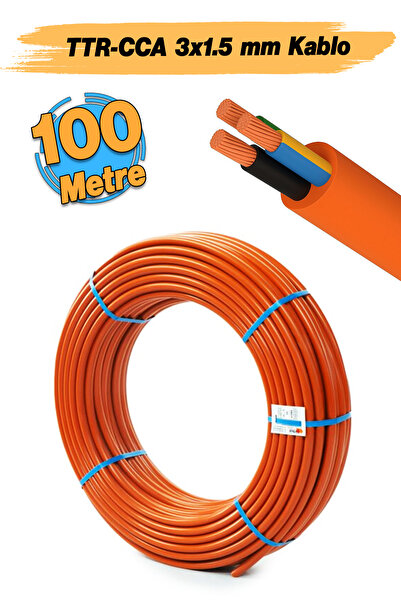 Badem10 TTR CCA Çok Telli 3x1.5 mm 100 Metre Elektrik Kablosu Turuncu Renk To...