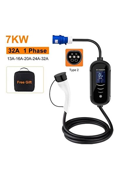 Evse Taşınabilir Elektrikli Araç Şarj Cihazı, 7kw Şarj Istasyonu, Tesla Model...