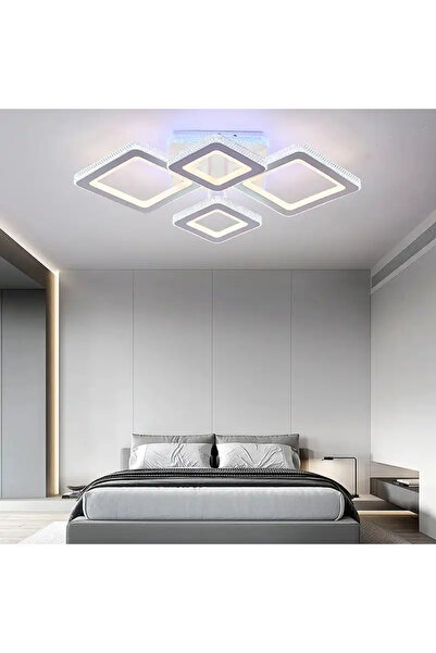 LED CONCEPT LED chandelier with 3 types of light + RGB and remote control, white, square, 234W, dimmable, 80x60x15cm