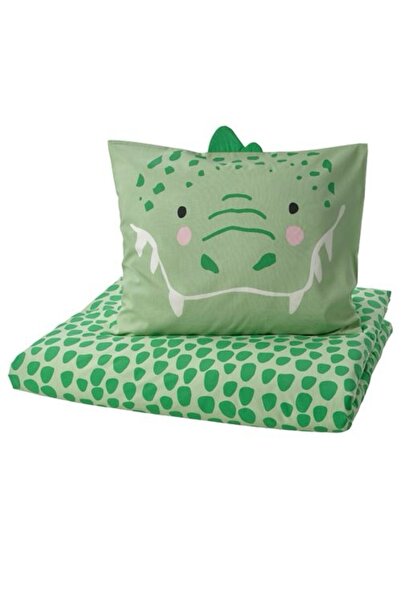 IKEA طقم سرير أطفال ناثاجر أخضر، 150×200/50×60 سم