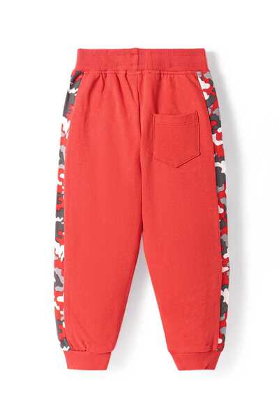 Babyhug Terry Knit Lounge Pants with Badge & Tape Detailing - Red
