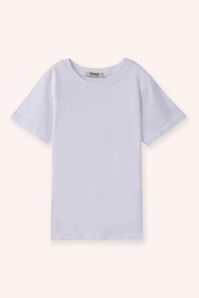 Panço Erkek Çocuk Bisiklet Yaka Beyaz Tişört