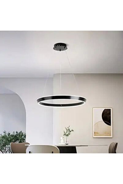 LED CONCEPT Lustra LED cu 3 tipuri de lumina si telecomanda, neagra, rotunda,...